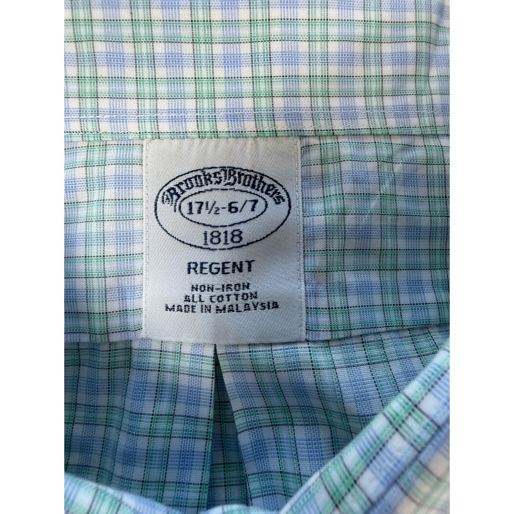 Brooks Brothers Regent Dress Shirt Mens 17.5 Multi Plaid Cotton Pleated Formal - Picture 3 of 4
